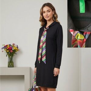 United Colors Of Benetton Black Dress with Colorful Tie Detail